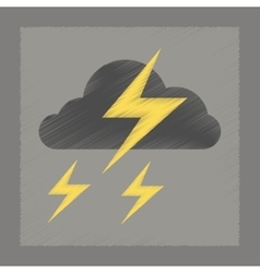 Flat shading style icon lightning cloud Royalty Free Vector