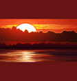 red sunset and glare on water vector image
