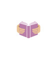 book hands reading education logo vector image vector image