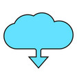 cloud with blue downward arrow data download icon vector image