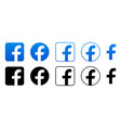 facebook logo set social media icon isolated vector image vector image