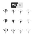 wireless signal icons wi-fi and radio symbols vector image