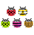 colorful cartoon insects set isolated on white vector image
