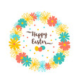 easter wreath of flowers happy card vector image