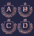 rose gold coat of arms set in baroque style vector image