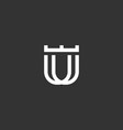 abstract linear monogram letter u with crown logo vector image