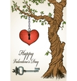 handdrawn valentine card with tree and heart vector image vector image