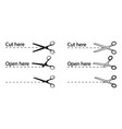 scissor icon with cut here dotted line vector image