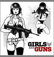 beautiful pinup girls holding a gun vector image