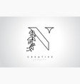 n letter logo with organic monogram plant leafs vector image