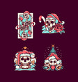 skull christmas pack 3 vector image vector image