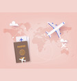traveling on airplane planning a summer vacation vector image vector image