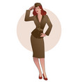 army girl in retro style wearing soldiers uniform vector image vector image