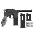 graphic black and white old pistol with ammo clip vector image vector image