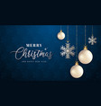 merry christmas banner hanging glossy snowflakes vector image