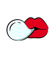 female lips blowing gum bubble beauty mouth vector image