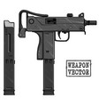graphic silhouette uzi submachine gun with ammo vector image vector image