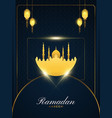 ramadan kareem greeting with golden mosque vector image vector image