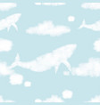 seamless fluffy cloud in whale shape flying up vector image vector image