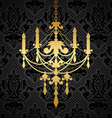 black background with gold chandelier vector image vector image
