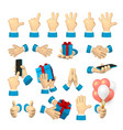 cartoon character hands shows finger gestures 3d vector image