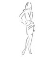 girl in a dress linear outlines of a female vector image