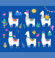 llama collection cute hand drawn vector image vector image