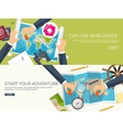 travel and tourism flat style world earth map vector image