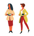 women with dishes on trays canteen self-service vector image