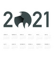 2021 cow calendar design isolated vector image