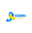 blue and yellow ribbon with text for world down vector image