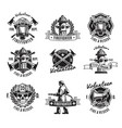 monochrome firefighting labels set vector image vector image