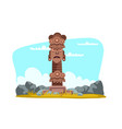 tribal totem god religious symbol among stones vector image
