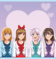 young and beautiful womens anime manga vector image