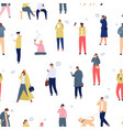 crowd with phones seamless pattern walking people vector image vector image
