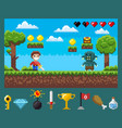 screen pixel game knigth and geek war vector image
