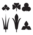 decorative black leaves pattern set isolated vector image