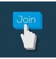 join us button with hand shaped cursor vector image vector image