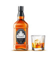 realistic whiskey rum or brandy bottles vector image vector image