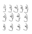 set hand drawn linear art woman faces vector image vector image