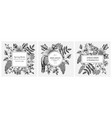 spring hand drawn frame templates set floral vector image