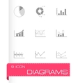 black diagrams icons set vector image
