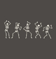 funny skeletons dancing day dead halloween vector image