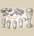 beer tower hops mug and glass vector image