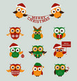 christmas owls set vector image
