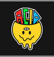 funny melt smile face with acid word inside vector image vector image