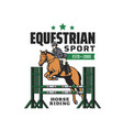 horse riding equestrian sport and steeplechase vector image