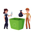 Black man holding bag of plastic bottles garbage Vector Image