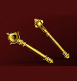 gold royal scepters king and queen wands vector image