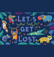 hand drawn poster with cool cartoon animals vector image